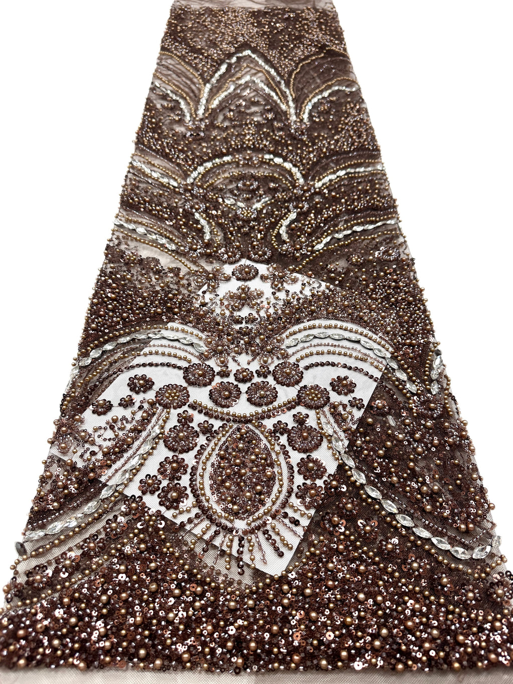 BLS6571#	Heavy Pearl Beaded Sequined Baroque Embroidered Tulle Lace Fabric for Wedding Dresses Evening Gowns