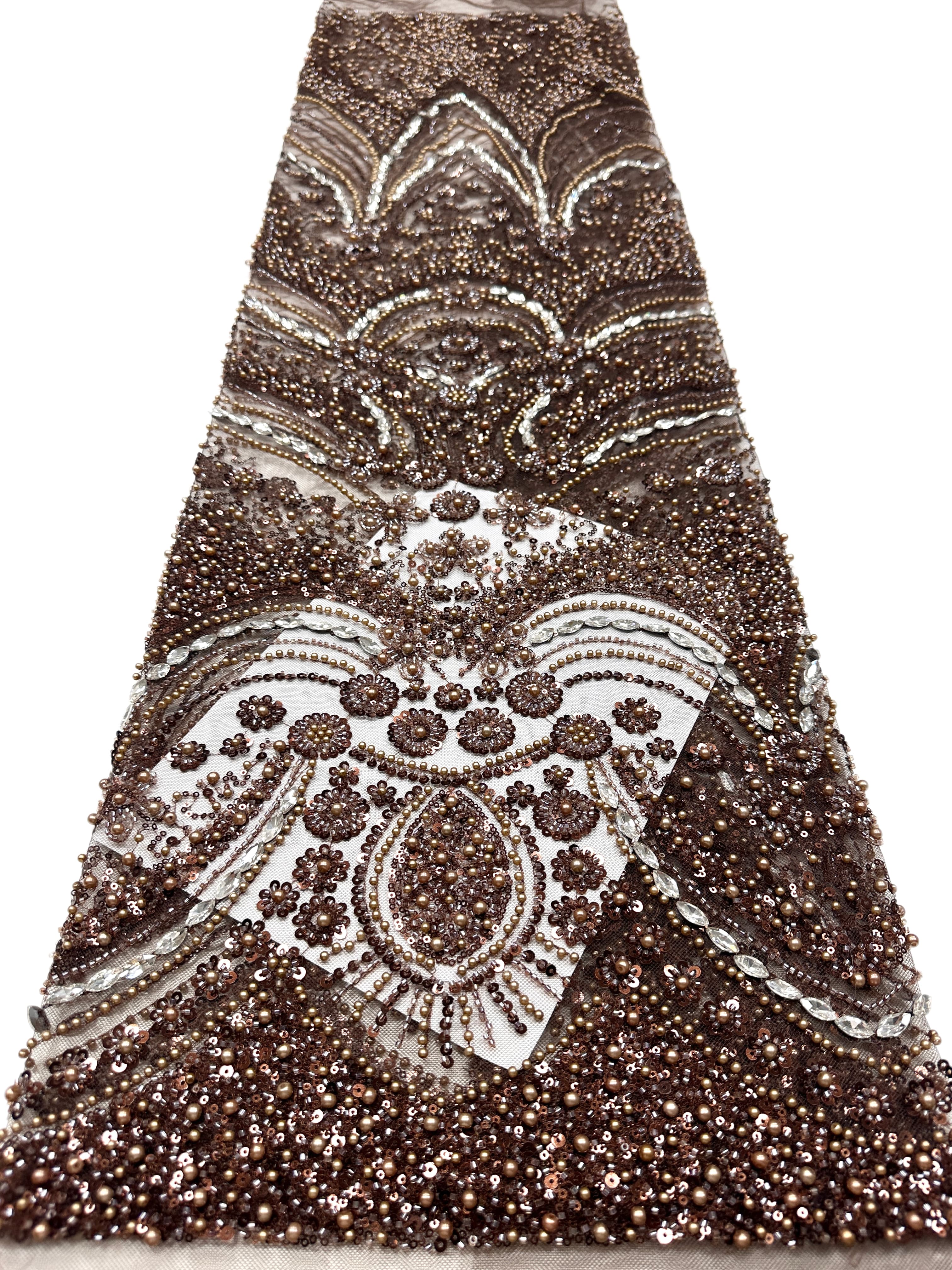 BLS6571#	Heavy Pearl Beaded Sequined Baroque Embroidered Tulle Lace Fabric for Wedding Dresses Evening Gowns