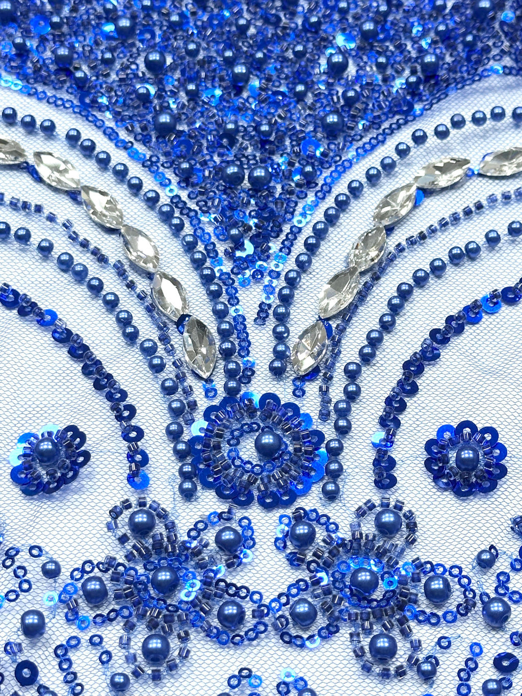 BLS6571#	Heavy Pearl Beaded Sequined Baroque Embroidered Tulle Lace Fabric for Wedding Dresses Evening Gowns