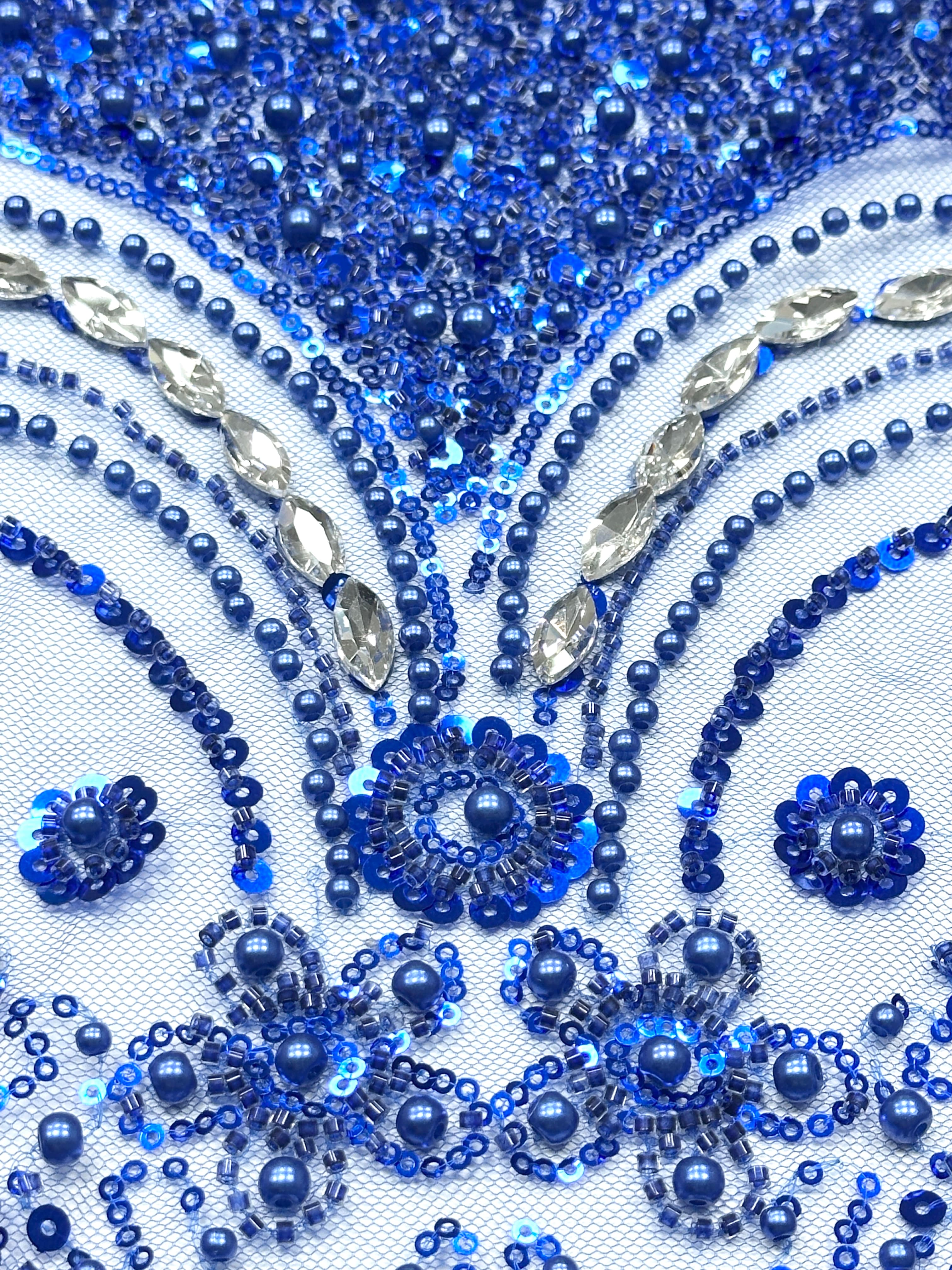 BLS6571#	Heavy Pearl Beaded Sequined Baroque Embroidered Tulle Lace Fabric for Wedding Dresses Evening Gowns