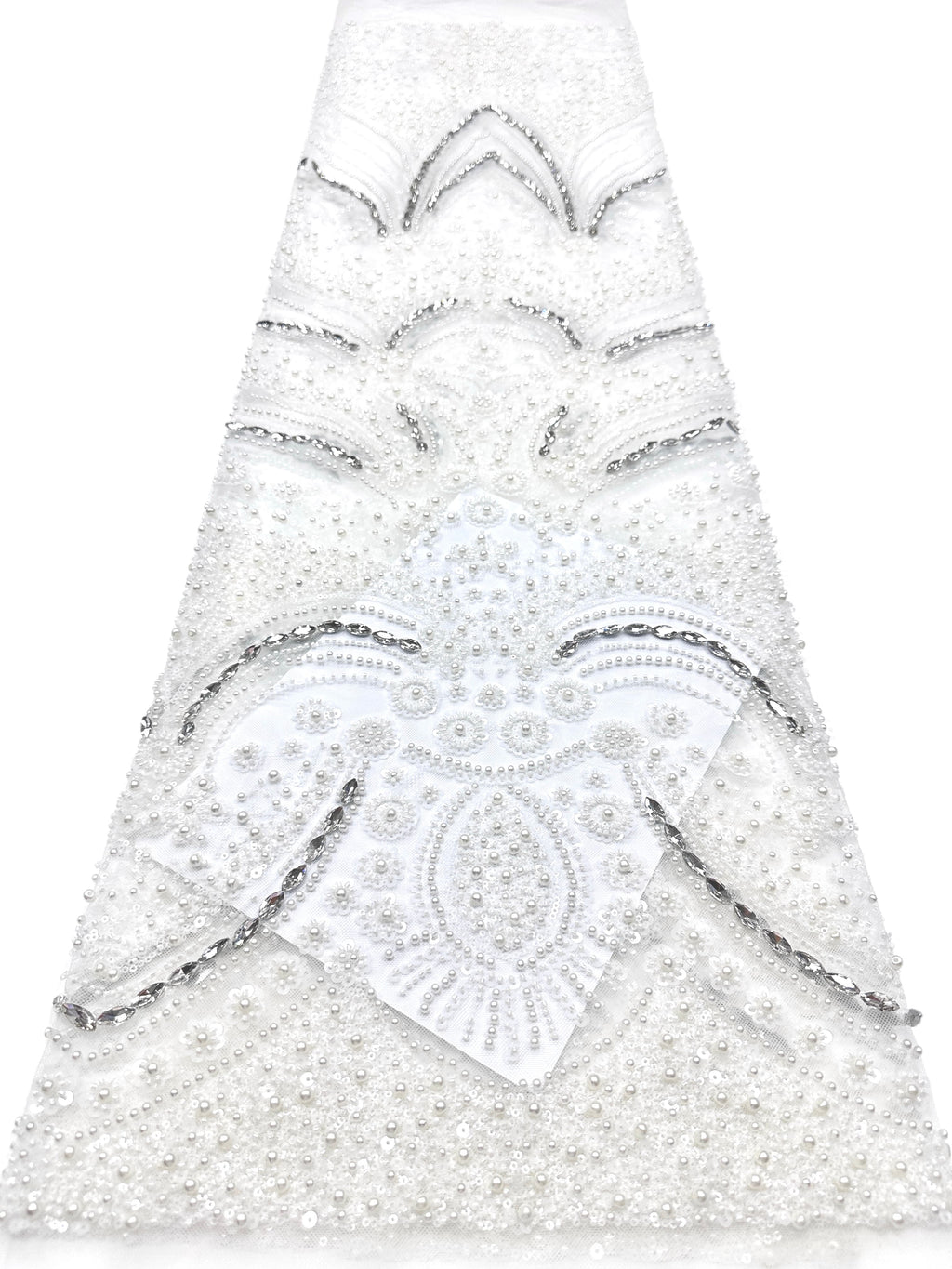 BLS6571#	Heavy Pearl Beaded Sequined Baroque Embroidered Tulle Lace Fabric for Wedding Dresses Evening Gowns