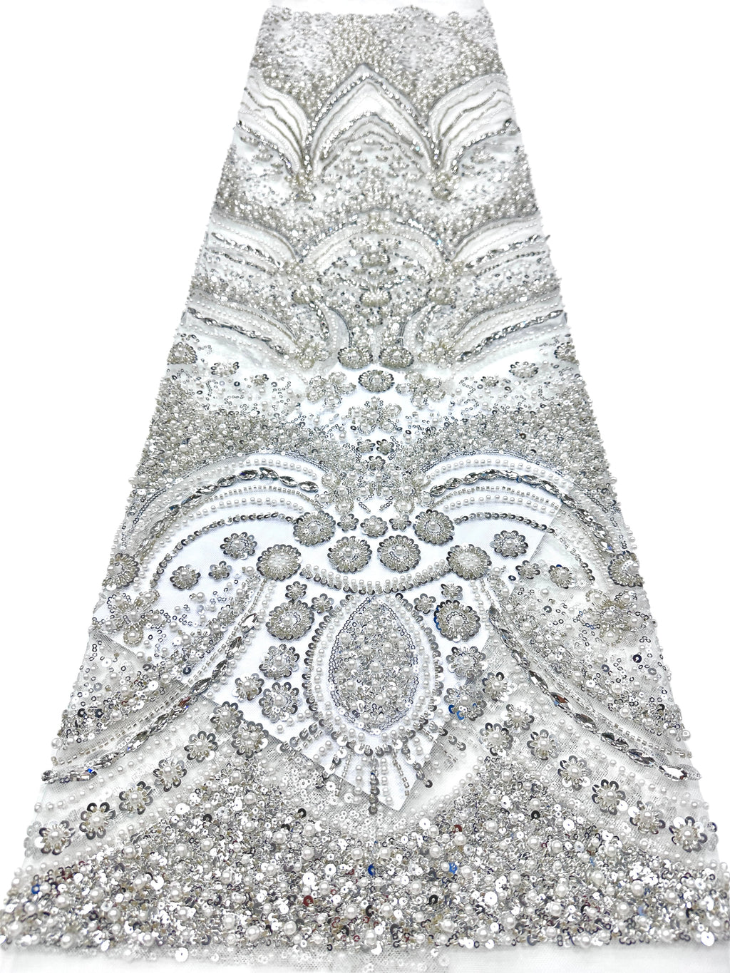 BLS6571#	Heavy Pearl Beaded Sequined Baroque Embroidered Tulle Lace Fabric for Wedding Dresses Evening Gowns