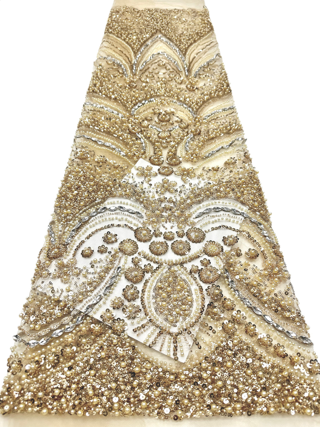 BLS6571#	Heavy Pearl Beaded Sequined Baroque Embroidered Tulle Lace Fabric for Wedding Dresses Evening Gowns