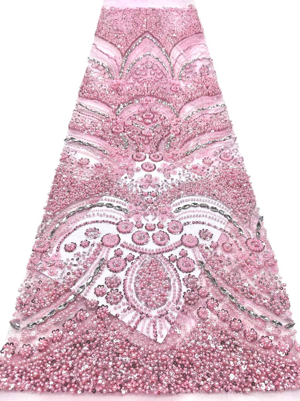 BLS6571#	Heavy Pearl Beaded Sequined Baroque Embroidered Tulle Lace Fabric for Wedding Dresses Evening Gowns