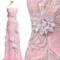 BLS6573#	3D Floral Sequined Beaded Embroidered Tulle Lace Fabric Large Floral Leaf Vine for Wedding Dresses Evening Gowns