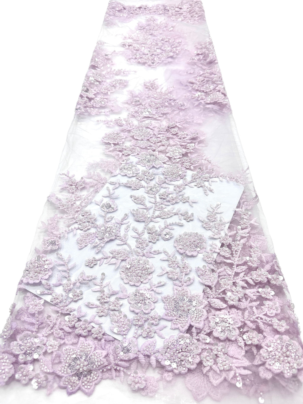 BLS6574#	Beaded Embroidered Border Lace Fabric Botanical Leaf Vine Tulle Lace Fabric for Wedding Dresses Bridal Gowns