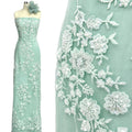 BLS6574#	Beaded Embroidered Border Lace Fabric Botanical Leaf Vine Tulle Lace Fabric for Wedding Dresses Bridal Gowns