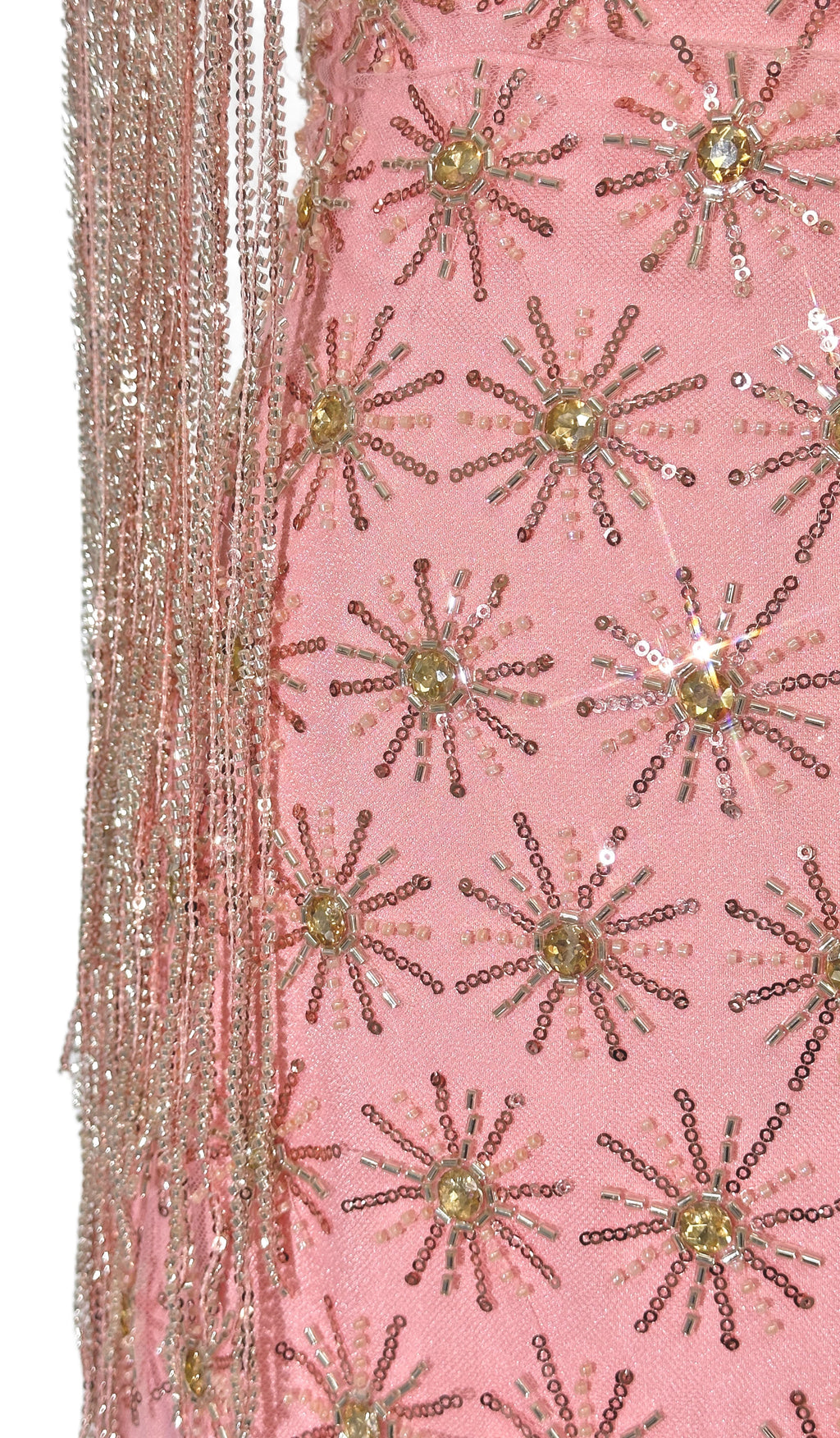 BLS6576#	Sequined Beaded Embroidered Border Tulle Lace Fabric Geometric Scalloped Fringe Detail for Evening Gowns Party Dresses