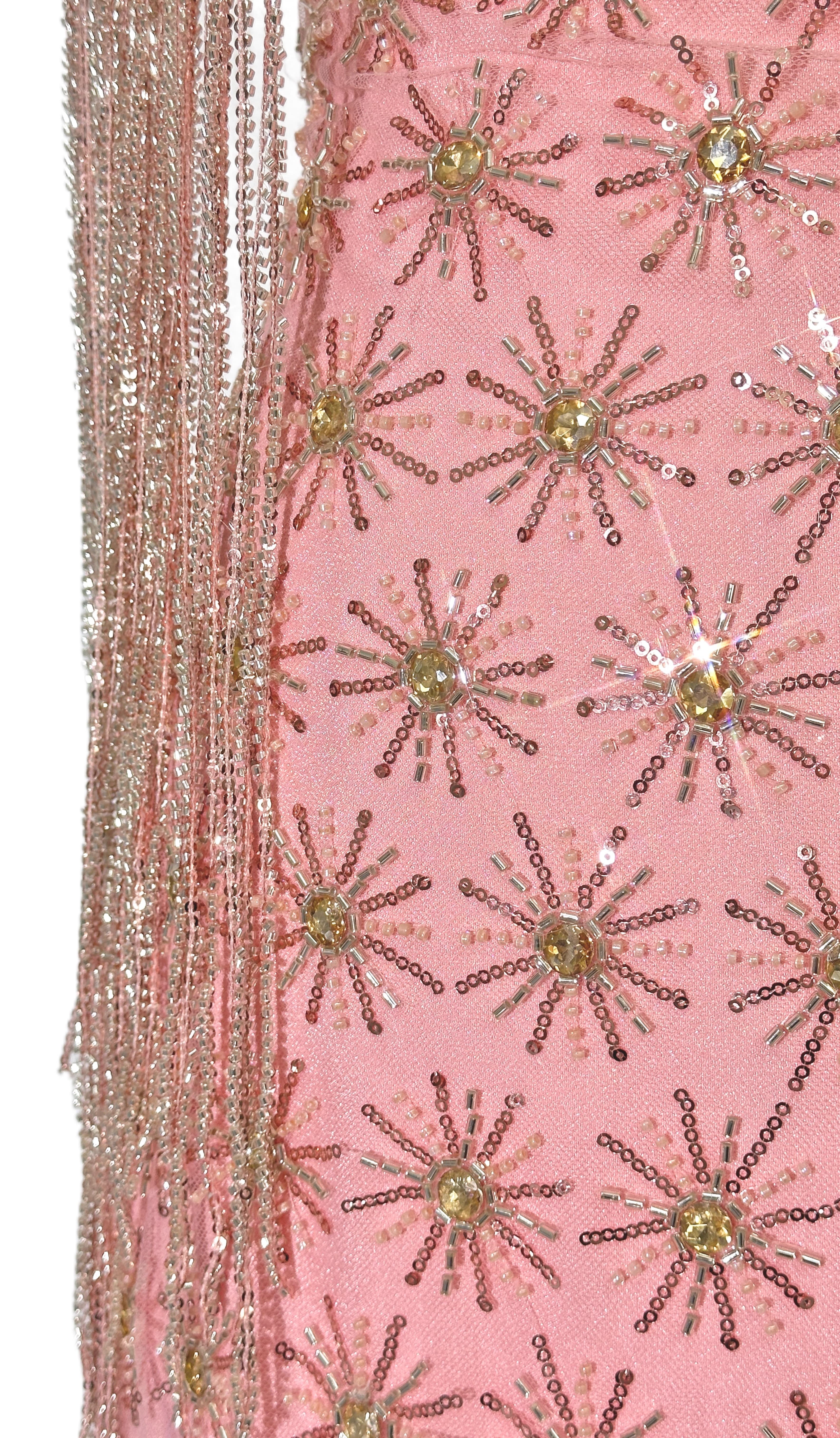 BLS6576#	Sequined Beaded Embroidered Border Tulle Lace Fabric Geometric Scalloped Fringe Detail for Evening Gowns Party Dresses