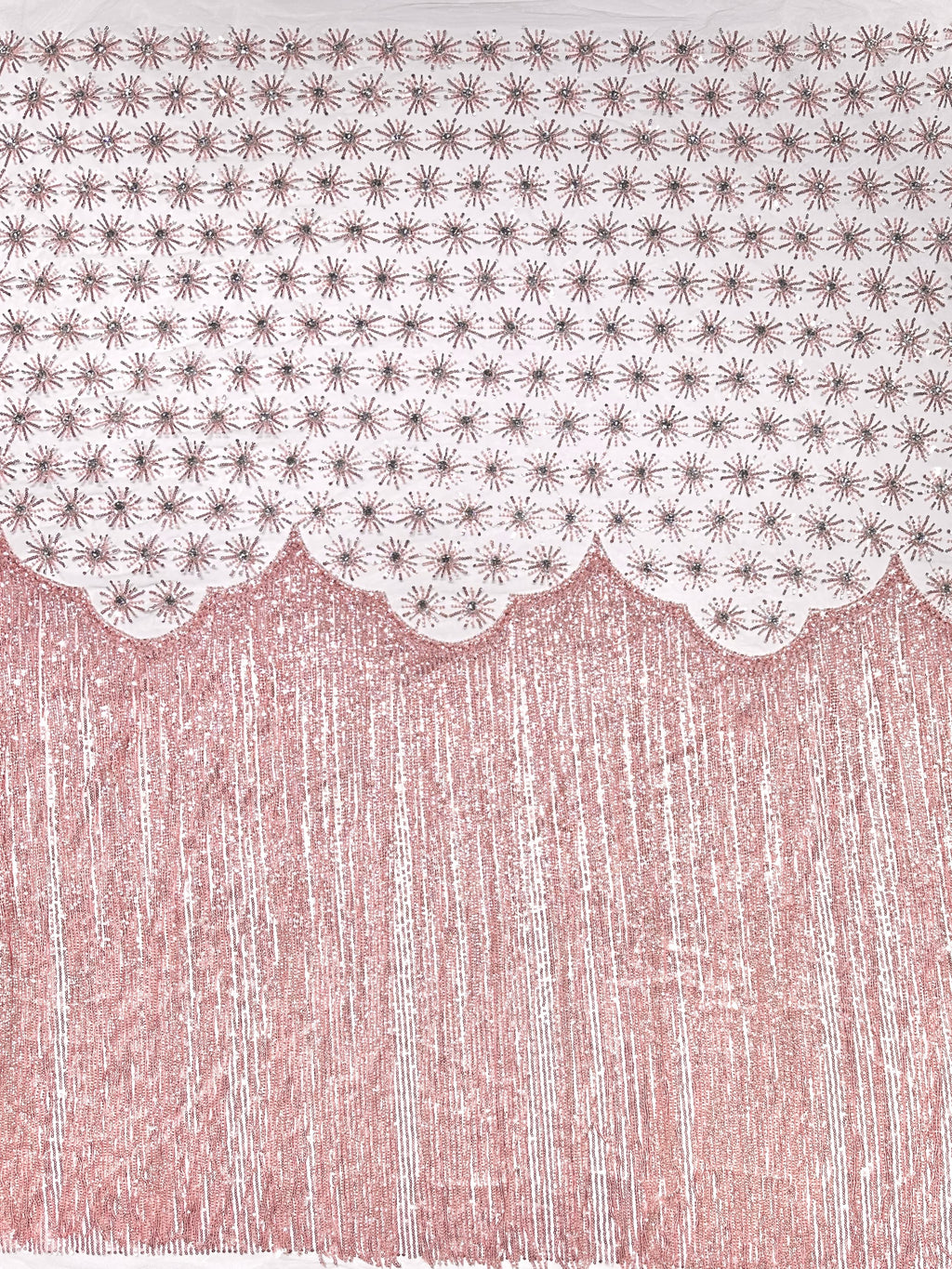 BLS6576#	Sequined Beaded Embroidered Border Tulle Lace Fabric Geometric Scalloped Fringe Detail for Evening Gowns Party Dresses