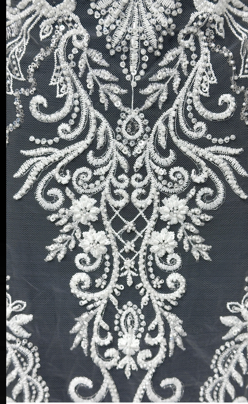 BLS6577#	Baroque Guipure Embroidered Beaded Border Lace Fabric Tulle Lace Fabric Botanical Pattern for Wedding Dresses Bridal Gowns