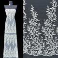BLS6578#	Beaded Embroidered Border Lace Fabric Leaf Vine Sequined Tulle Lace with Scalloped Edge for Wedding Dresses