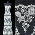 BLS6579#	Beaded Embroidered Border Lace Fabric Floral Sequined Tulle Lace with Scalloped Edge for Wedding Dresses