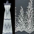 BLS6580#	Border Beaded Lace Fabric Leaf Vine Embroidered Tulle Lace with Sequined Scalloped Edge for Wedding Dresses