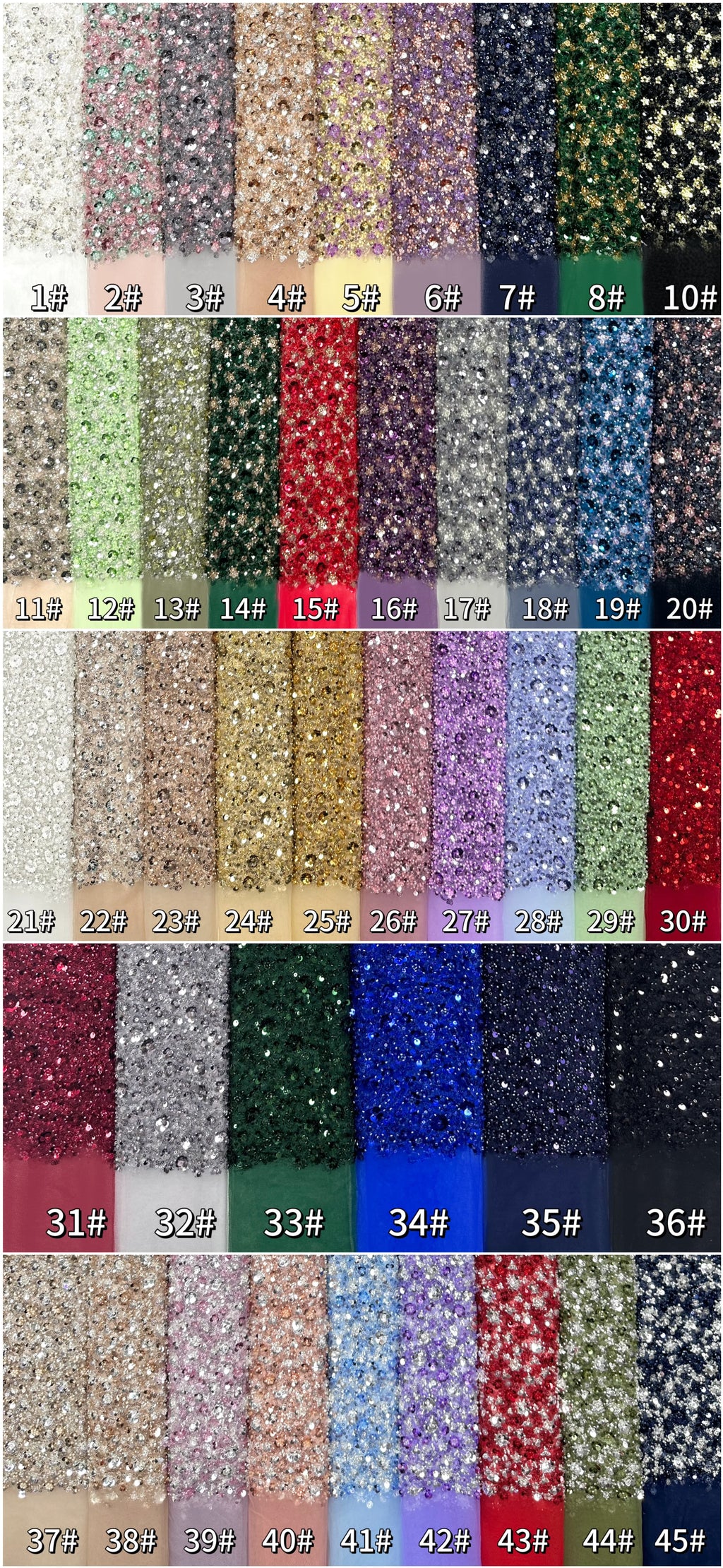 BLS6586#	Sequined and Beaded Lace Fabric Small Floral Tulle Lace Fabric for Wedding Dresses Bridal Gowns