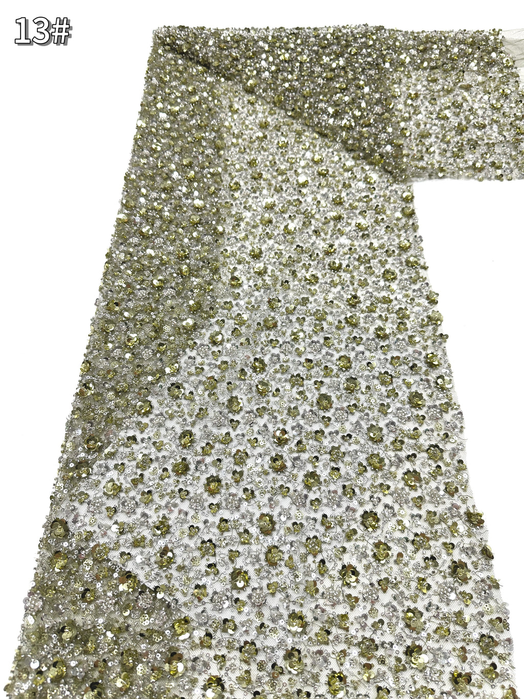 BLS6586#	Sequined and Beaded Lace Fabric Small Floral Tulle Lace Fabric for Wedding Dresses Bridal Gowns