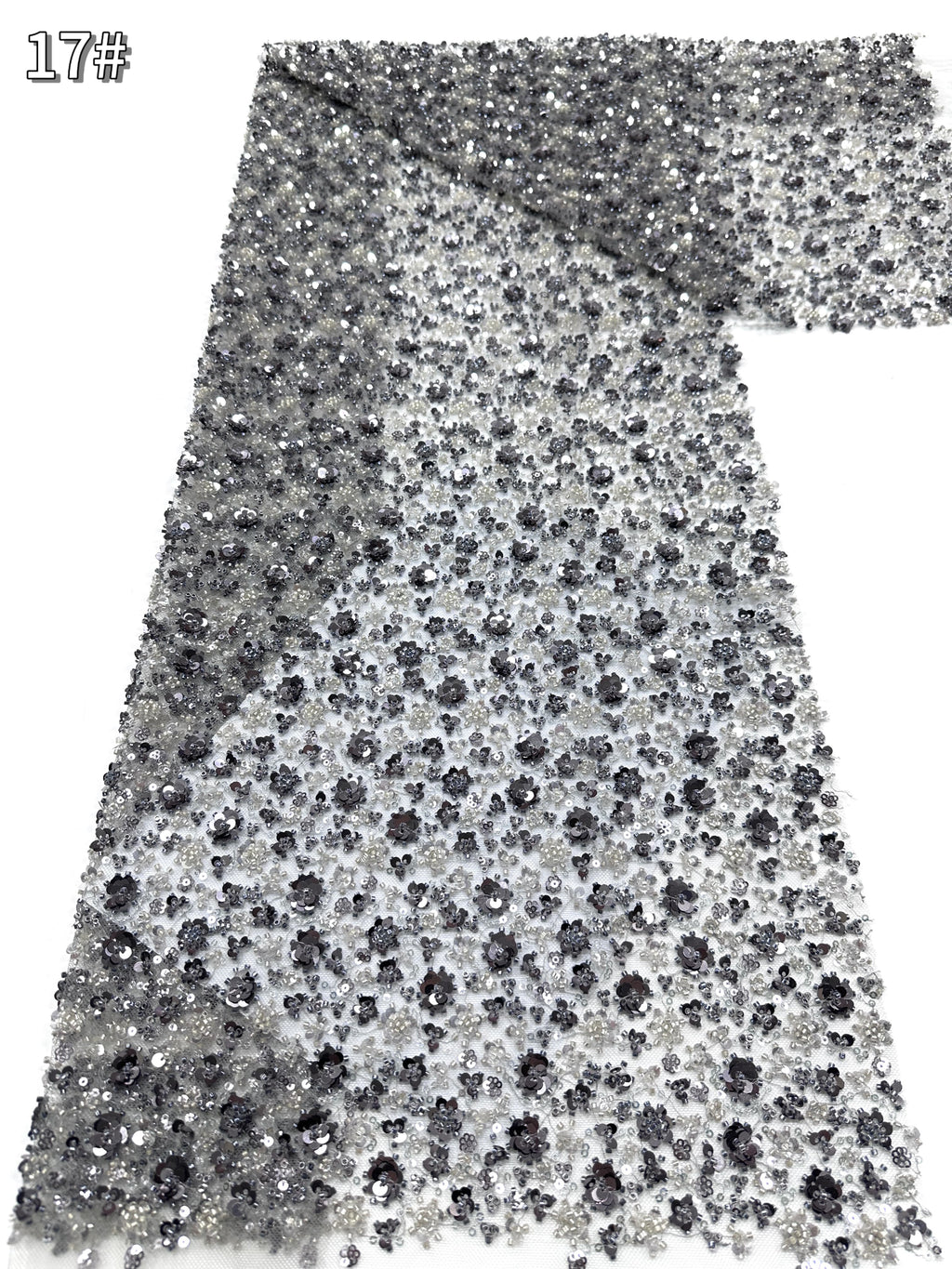 BLS6586#	Sequined and Beaded Lace Fabric Small Floral Tulle Lace Fabric for Wedding Dresses Bridal Gowns