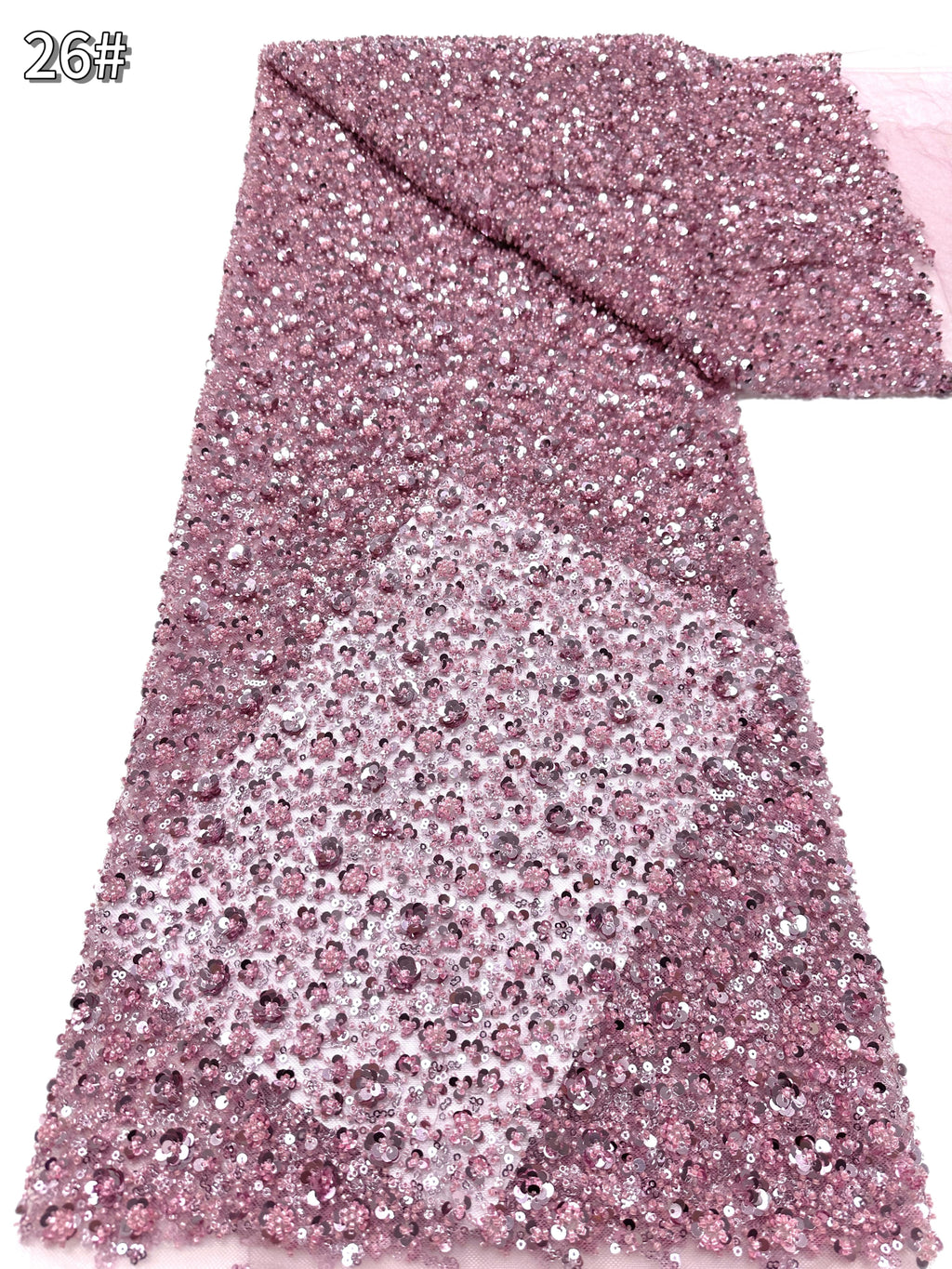 BLS6586#	Sequined and Beaded Lace Fabric Small Floral Tulle Lace Fabric for Wedding Dresses Bridal Gowns
