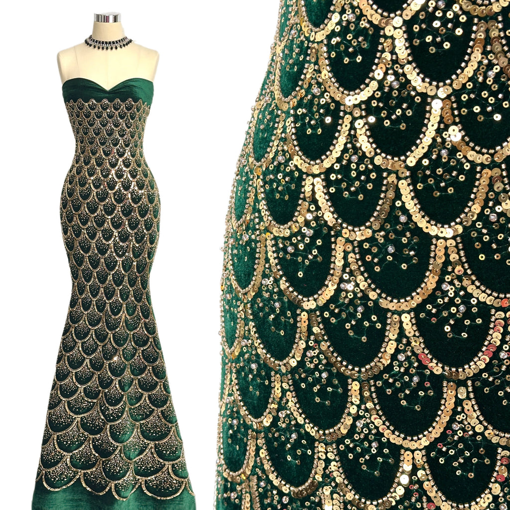 SBLS6587#	Sequined and Beaded Lace Fabric Geometric Pattern Tulle Lace Fabric for Evening Gowns Party Dresses