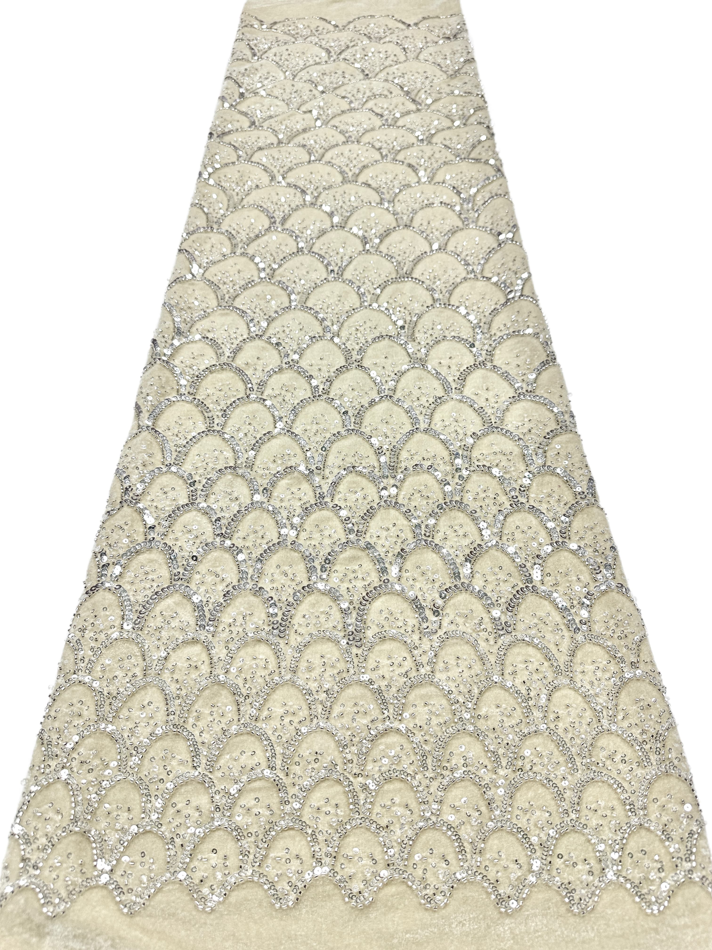 SBLS6587#	Sequined and Beaded Lace Fabric Geometric Pattern Tulle Lace Fabric for Evening Gowns Party Dresses