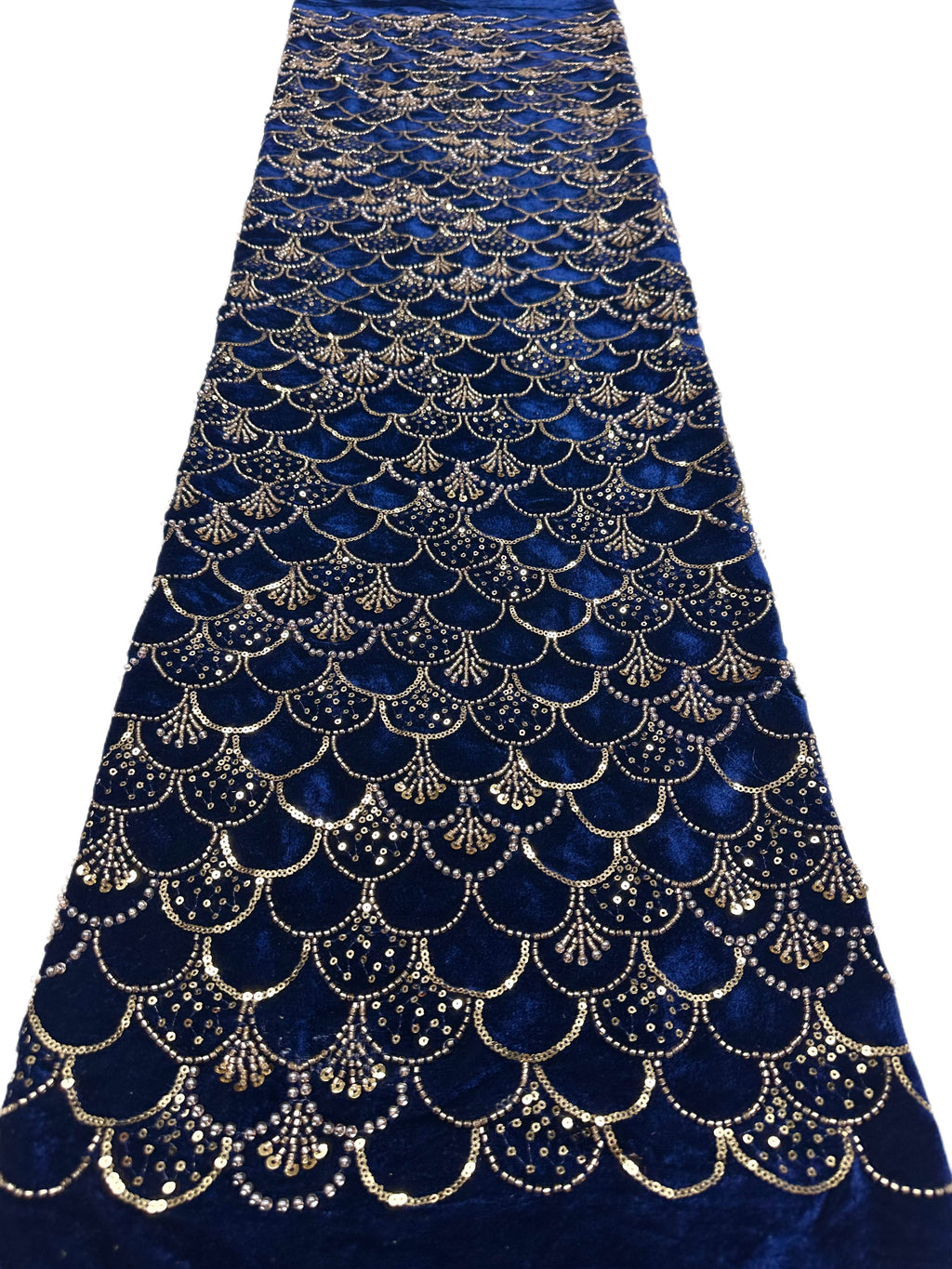 SBLS6588#	Sequined Beaded Geometric Lace Fabric Scalloped Edge Embroidered Lace Fabric for Wedding Dresses Bridal Gowns