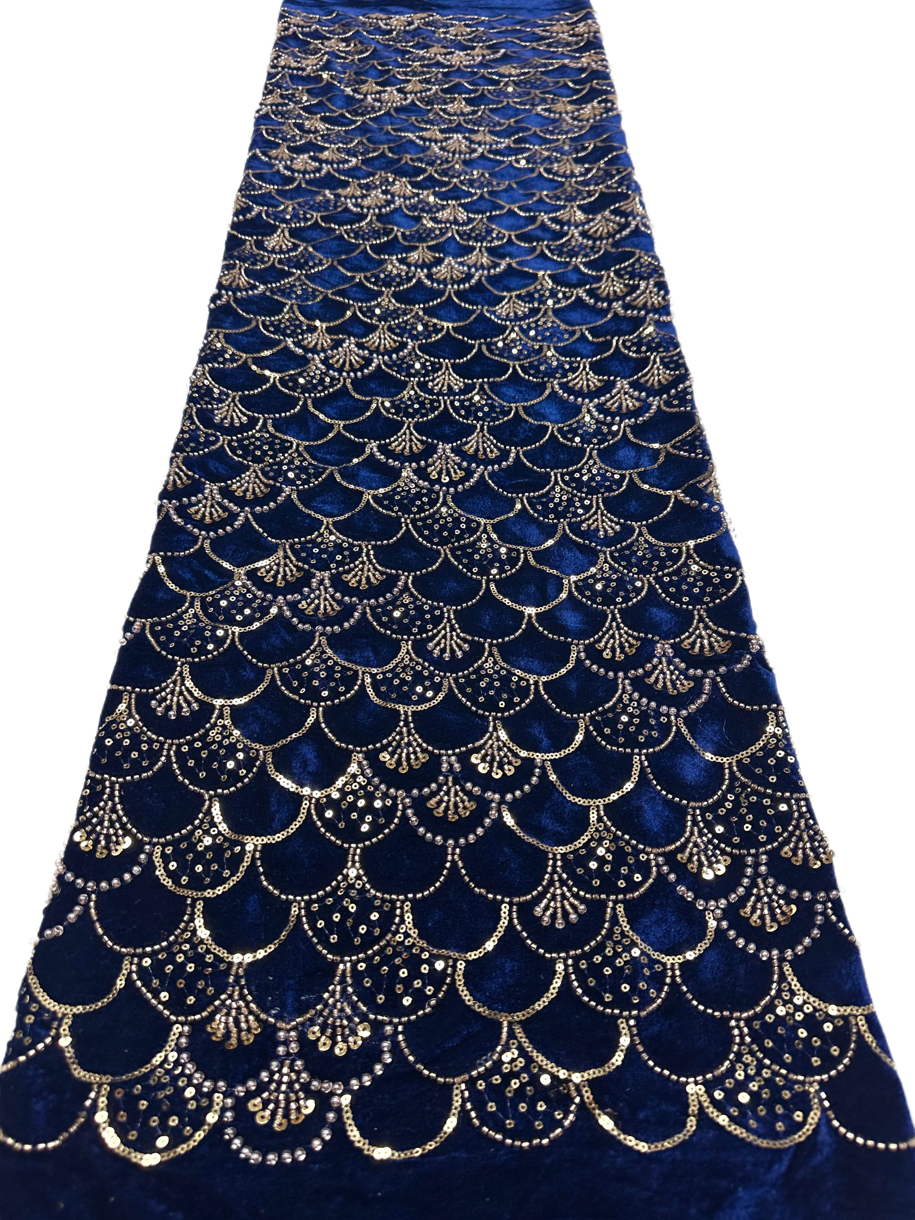 SBLS6588#	Sequined Beaded Geometric Lace Fabric Scalloped Edge Embroidered Lace Fabric for Wedding Dresses Bridal Gowns