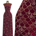 SBLS6588#	Sequined Beaded Geometric Lace Fabric Scalloped Edge Embroidered Lace Fabric for Wedding Dresses Bridal Gowns