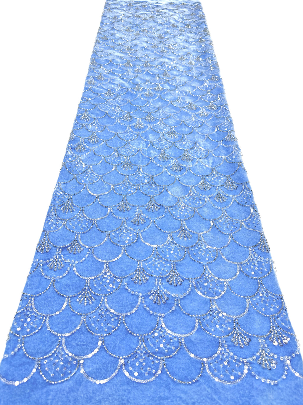 SBLS6588#	Sequined Beaded Geometric Lace Fabric Scalloped Edge Embroidered Lace Fabric for Wedding Dresses Bridal Gowns