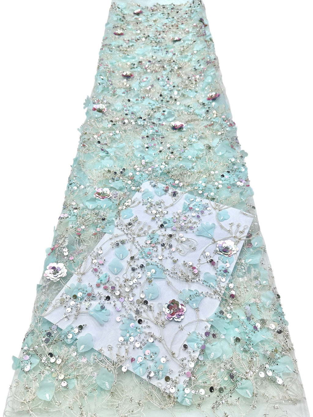 BLS6612#	Sequined Beaded Pearl Botanical Tulle Lace Fabric Embroidered Floral Allover Lace for Wedding Dresses Bridal Gowns