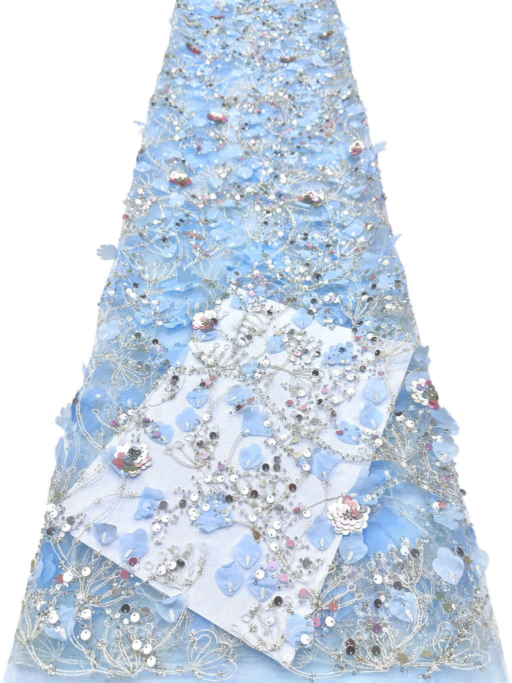 BLS6612#	Sequined Beaded Pearl Botanical Tulle Lace Fabric Embroidered Floral Allover Lace for Wedding Dresses Bridal Gowns