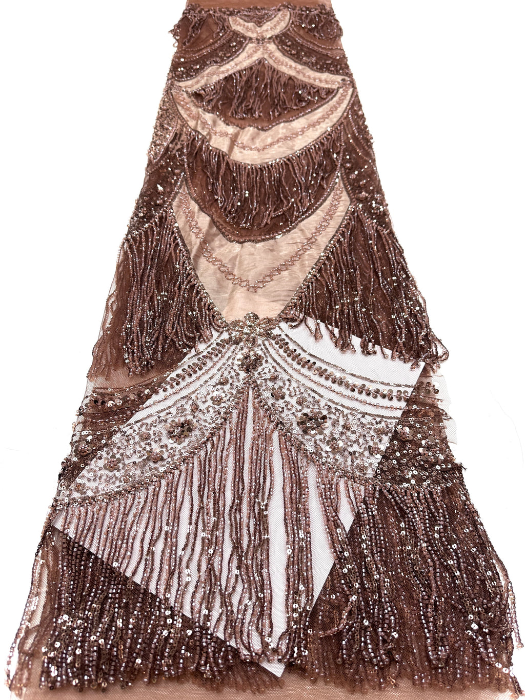 BLS6613#	Hand Beaded Fringe Tassel Lace Fabric  Geometric Sequin Embroidered Cut Panel Stretch Base  Wedding Party Gown Dress