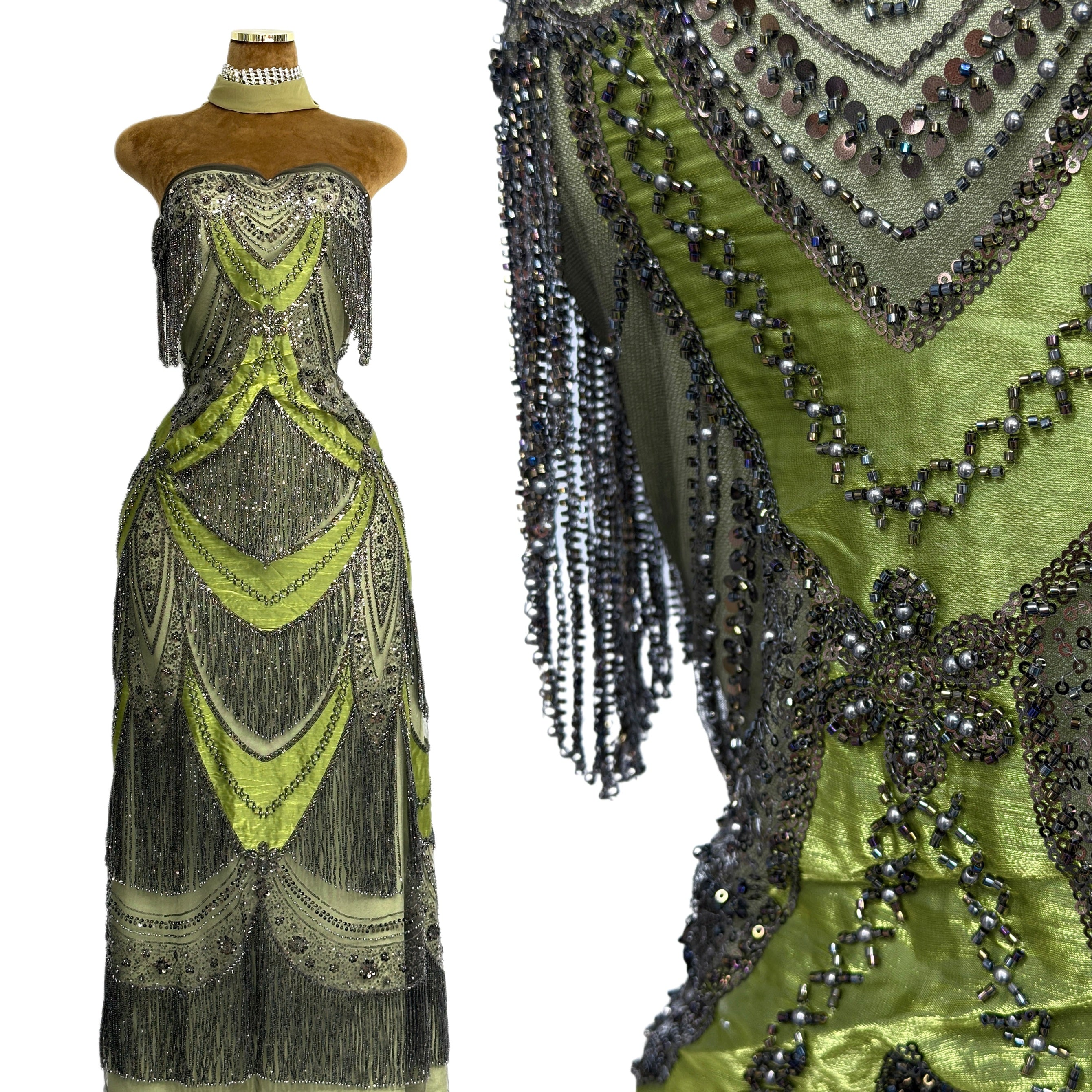 BLS6613#	Hand Beaded Fringe Tassel Lace Fabric  Geometric Sequin Embroidered Cut Panel Stretch Base  Wedding Party Gown Dress