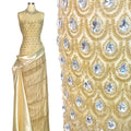 BLS6614#	Heavy Beaded Geometric Border Lace Fabric Scalloped Edge Tulle Lace Fabric for Wedding Dresses Evening Gowns
