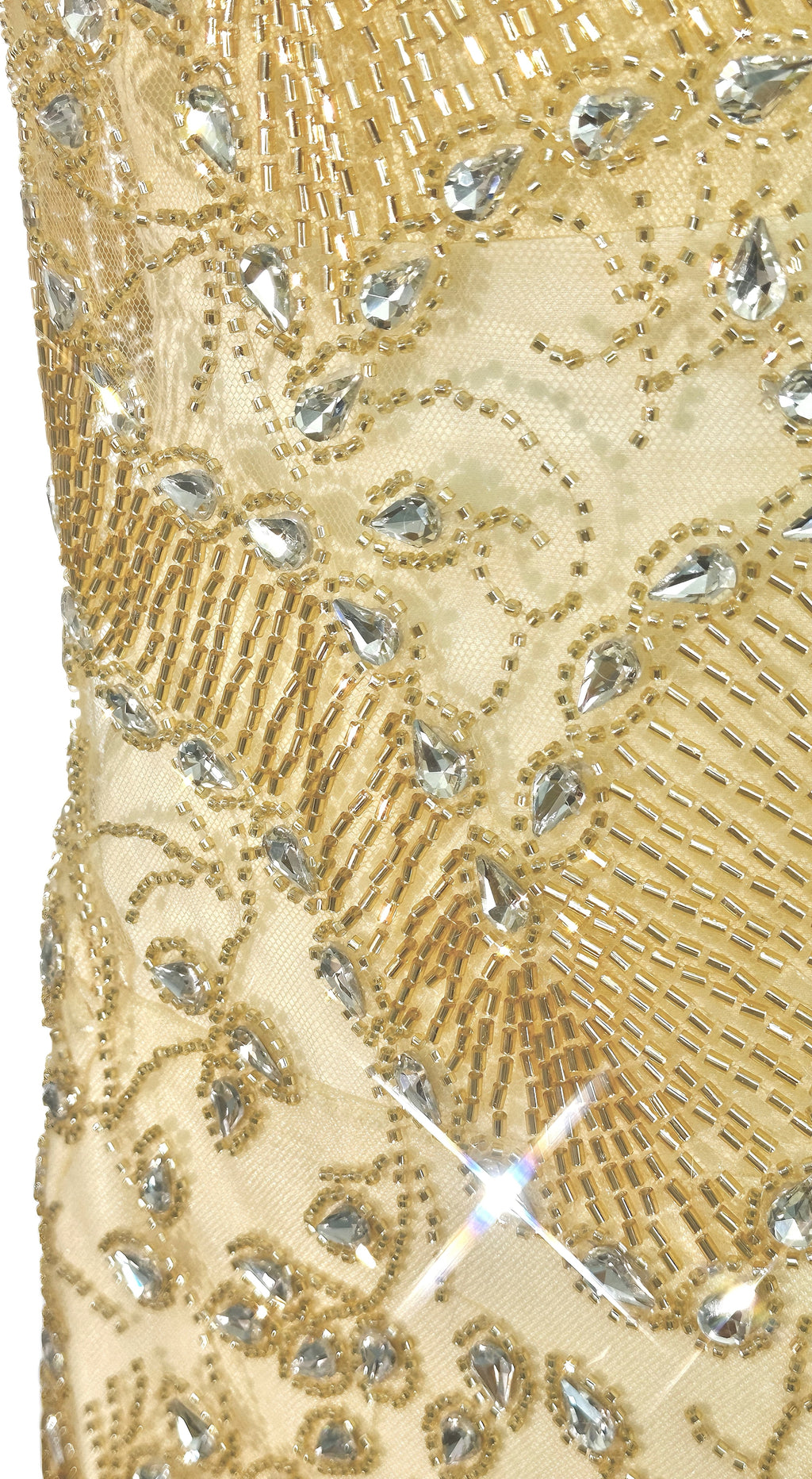 BLS6616#	Beaded Sequined Geometric Border Lace Fabric Scalloped Edge Embroidered Tulle Lace Fabric for Wedding Dresses