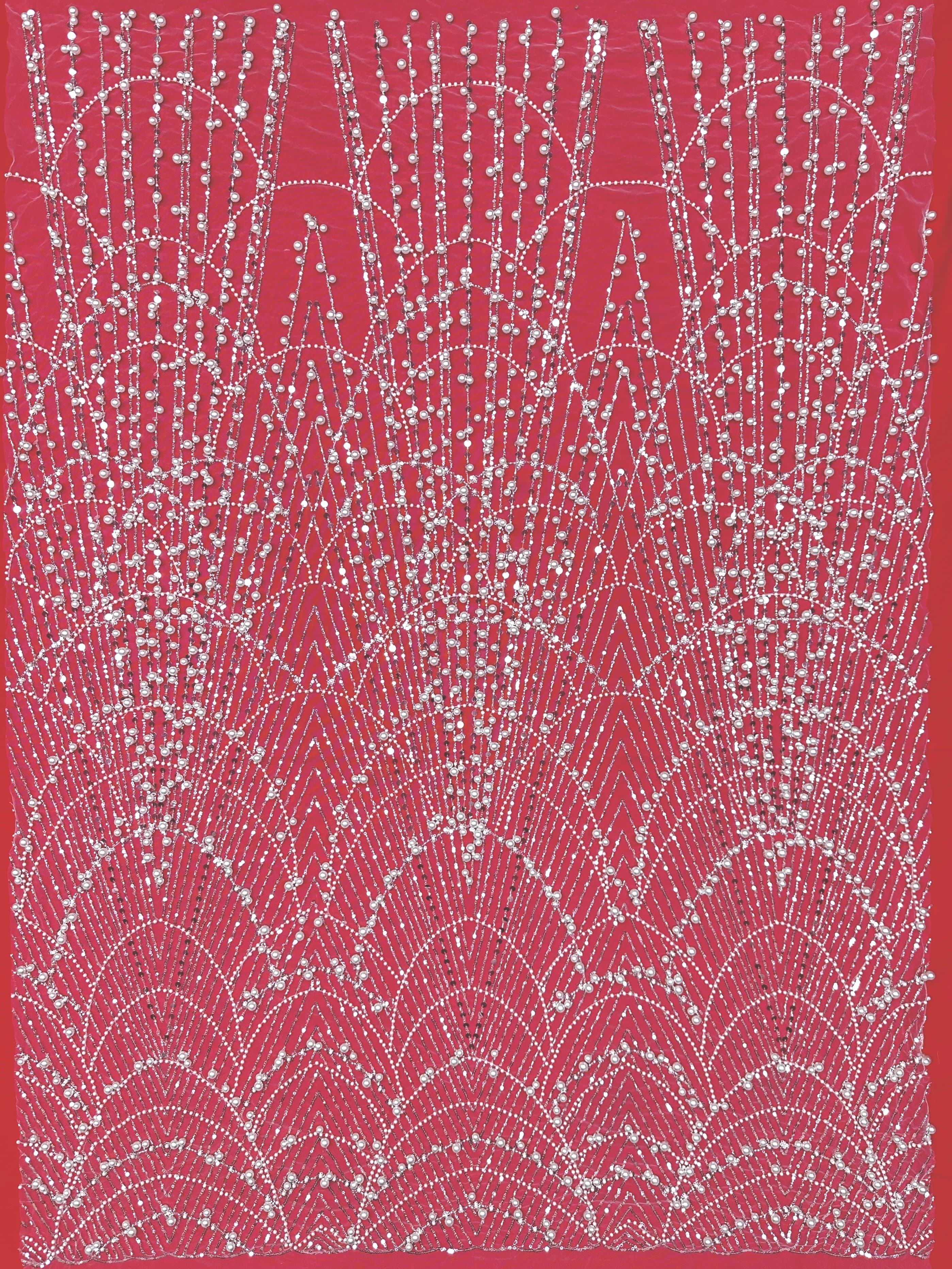 BLS6617#	Pearl Beaded Sequined Geometric Tulle Lace Fabric Embroidered Allover Lace Fabric for Wedding Dresses