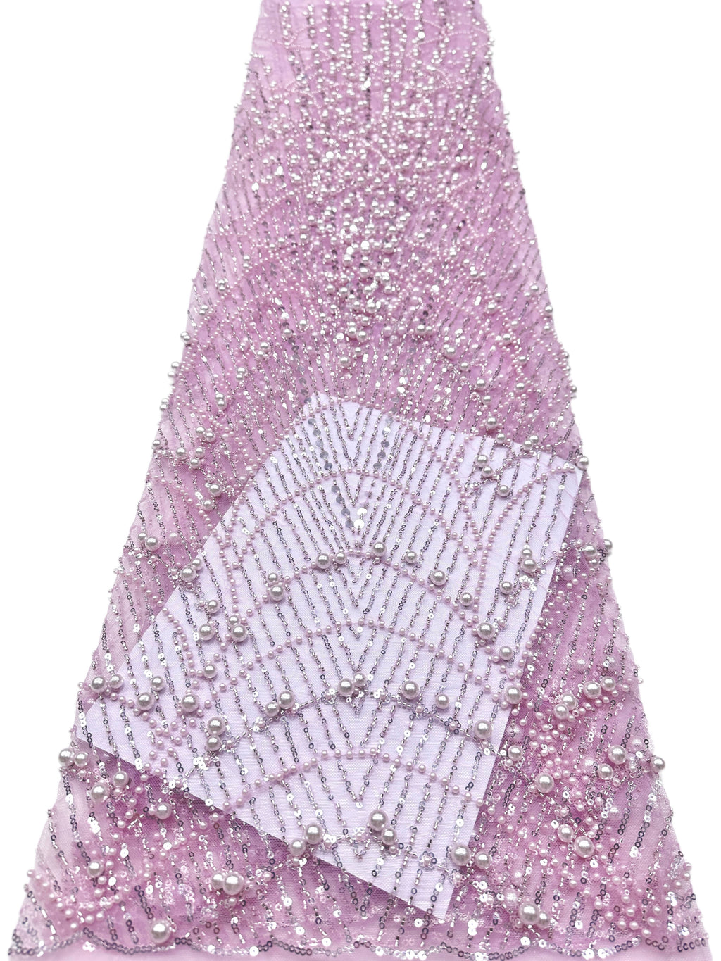 BLS6617#	Pearl Beaded Sequined Geometric Tulle Lace Fabric Embroidered Allover Lace Fabric for Wedding Dresses