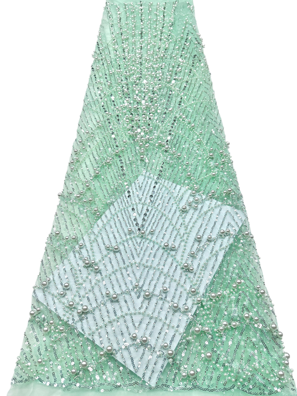 BLS6617#	Pearl Beaded Sequined Geometric Tulle Lace Fabric Embroidered Allover Lace Fabric for Wedding Dresses
