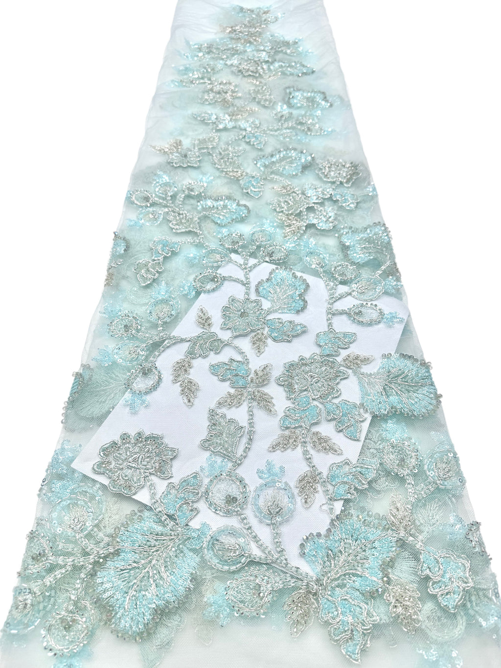 BLS6623#	Beaded Sequined Leaf Vine Embroidered Tulle Lace Fabric Floral Border Lace Fabric for Wedding Dresses
