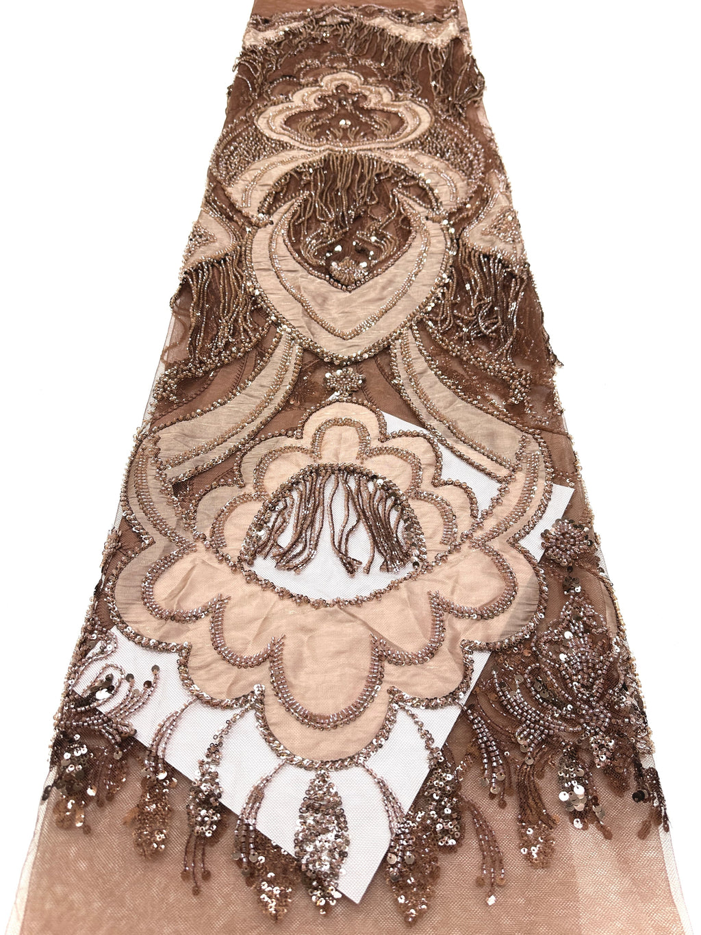 BLS6624#	Heavy Beaded Sequined Embroidered Botanical Tulle Lace Fabric for Wedding Dresses Bridal Gowns