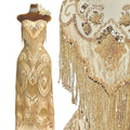 BLS6624#	Heavy Beaded Sequined Embroidered Botanical Tulle Lace Fabric for Wedding Dresses Bridal Gowns