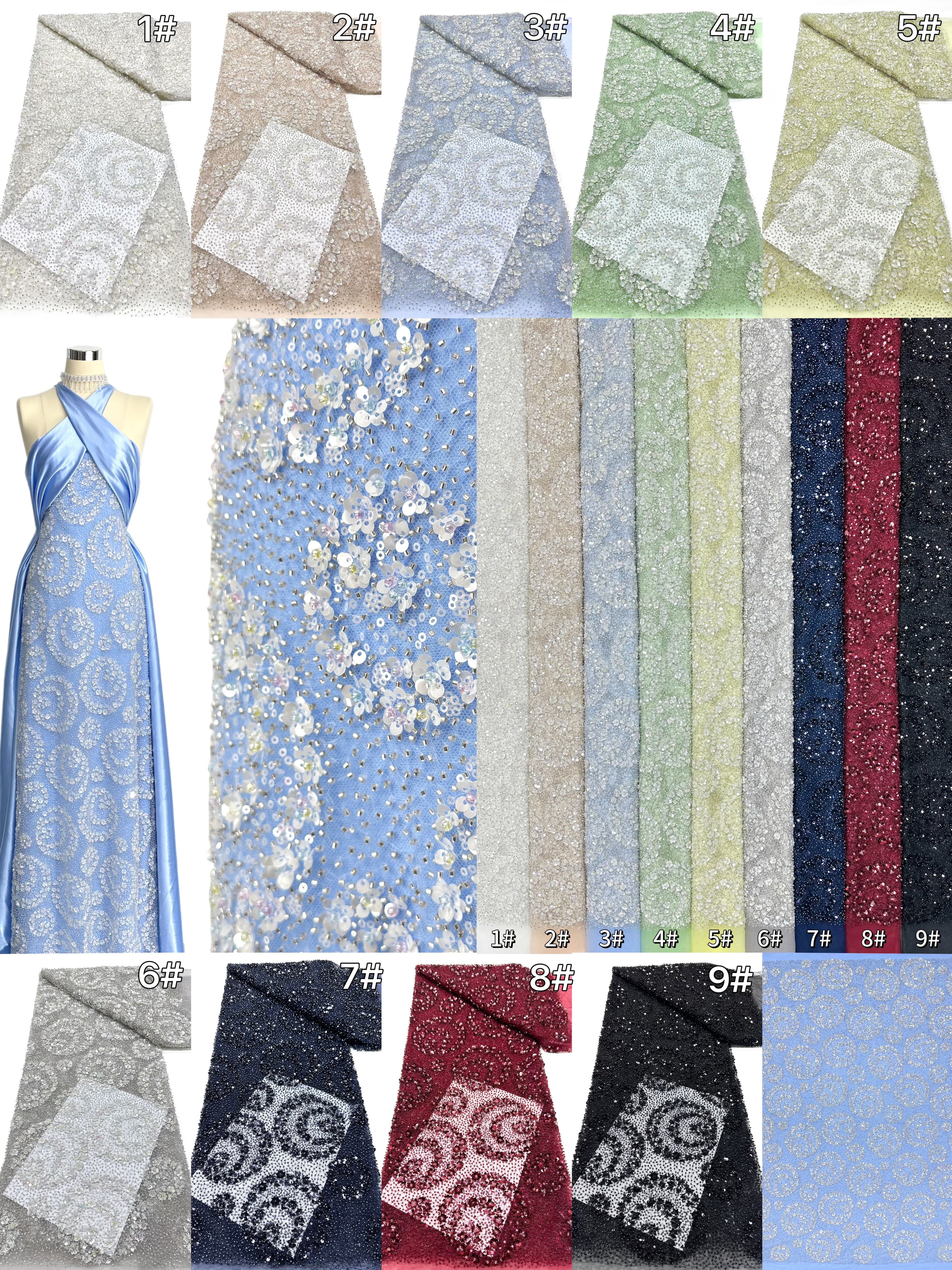 BLS6631#	Sequined Beaded Embroidered Floral Tulle Lace Fabric Allover Lace for Wedding Dresses Bridal Gowns