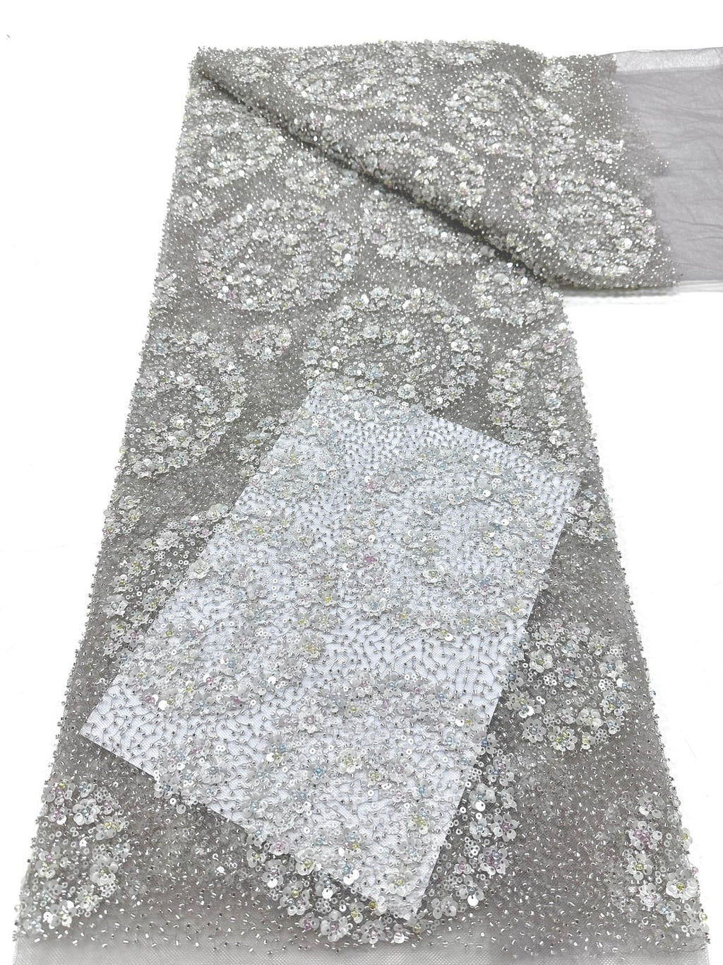 BLS6631#	Sequined Beaded Embroidered Floral Tulle Lace Fabric Allover Lace for Wedding Dresses Bridal Gowns