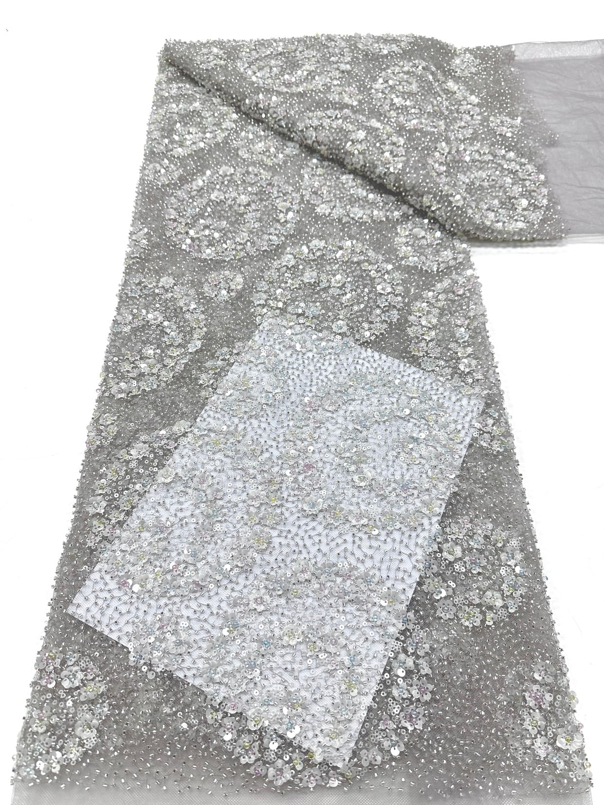 BLS6631#	Sequined Beaded Embroidered Floral Tulle Lace Fabric Allover Lace for Wedding Dresses Bridal Gowns