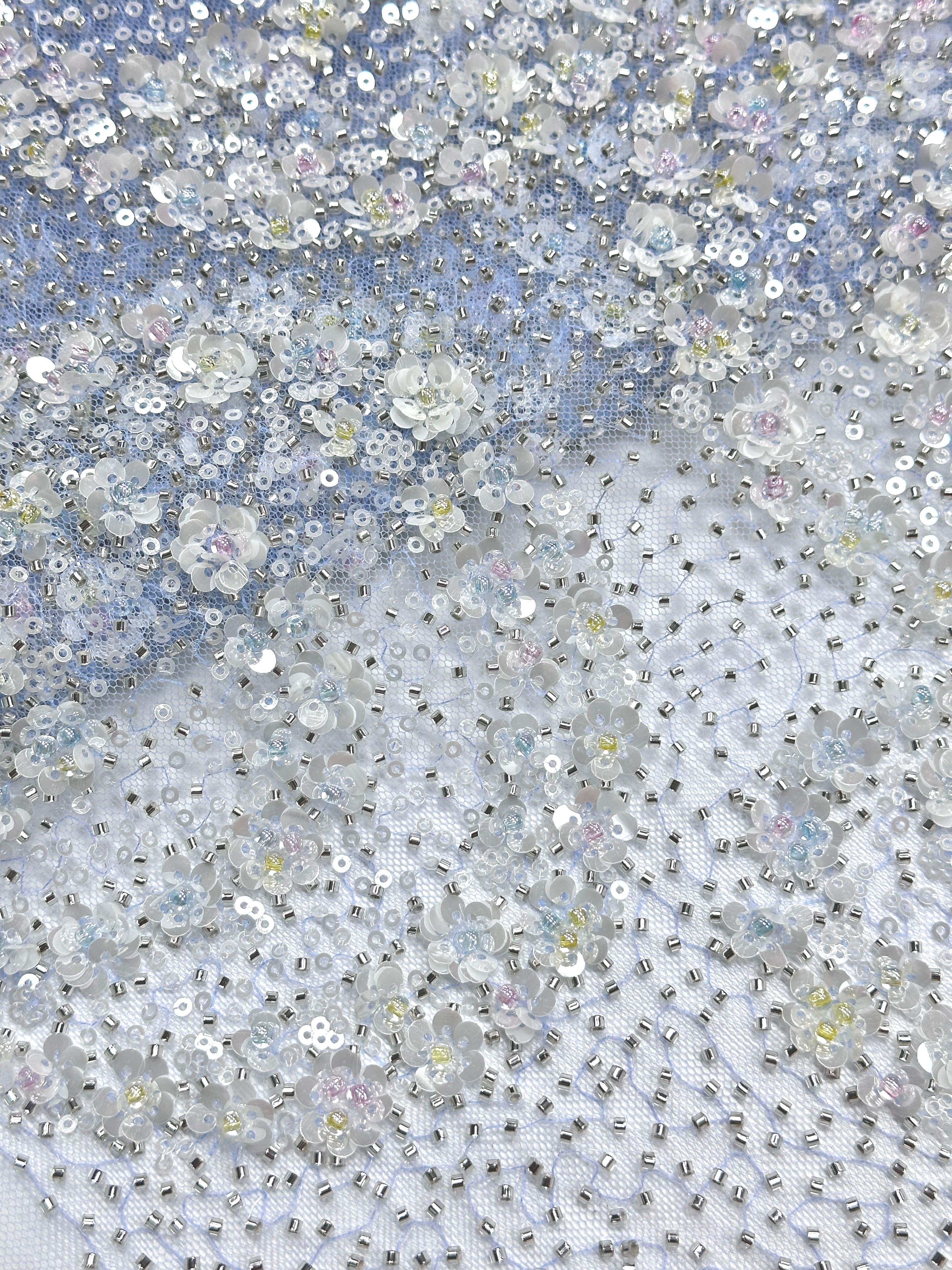 BLS6631#	Sequined Beaded Embroidered Floral Tulle Lace Fabric Allover Lace for Wedding Dresses Bridal Gowns