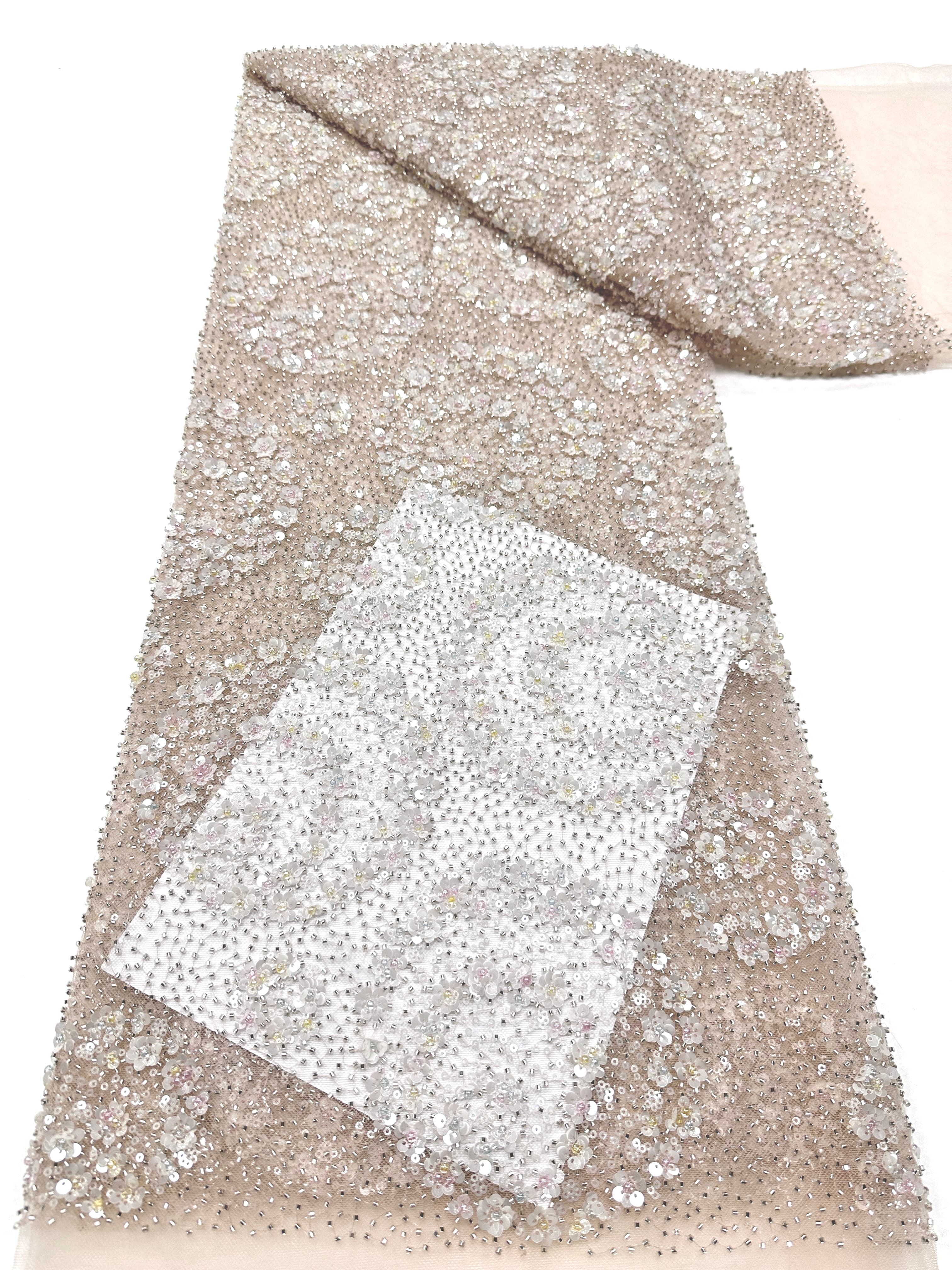 BLS6631#	Sequined Beaded Embroidered Floral Tulle Lace Fabric Allover Lace for Wedding Dresses Bridal Gowns