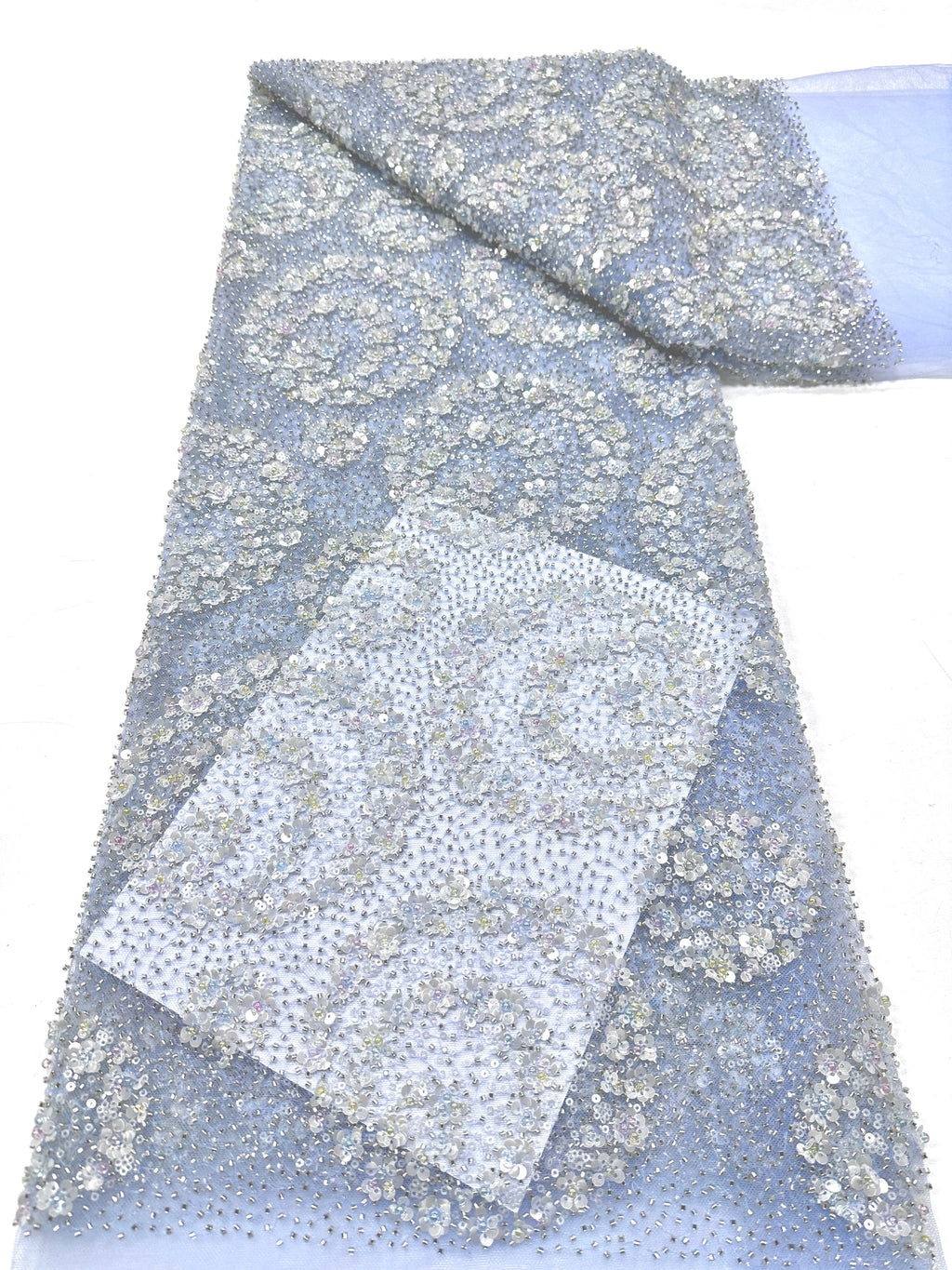 BLS6631#	Sequined Beaded Embroidered Floral Tulle Lace Fabric Allover Lace for Wedding Dresses Bridal Gowns