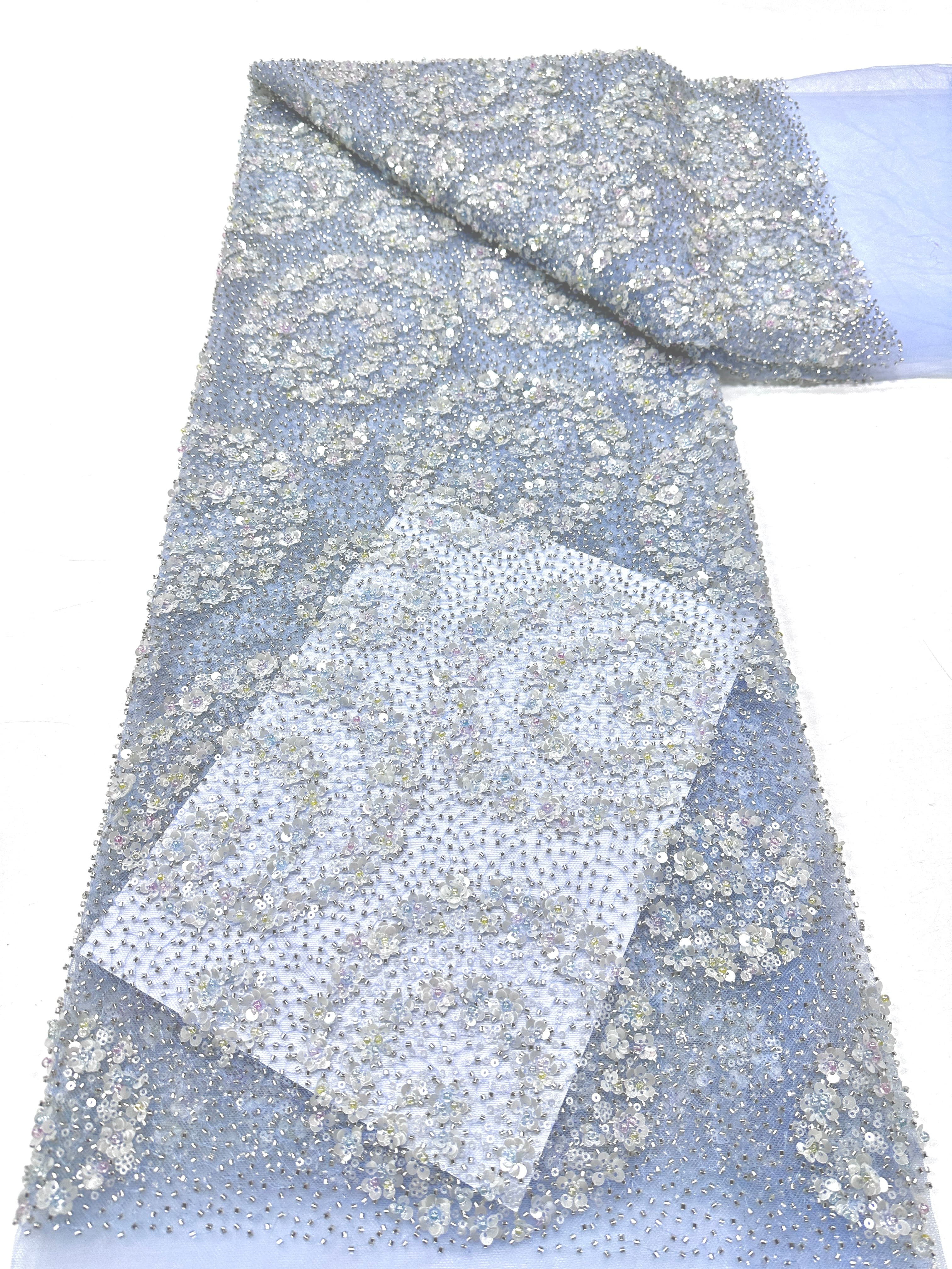 BLS6631#	Sequined Beaded Embroidered Floral Tulle Lace Fabric Allover Lace for Wedding Dresses Bridal Gowns