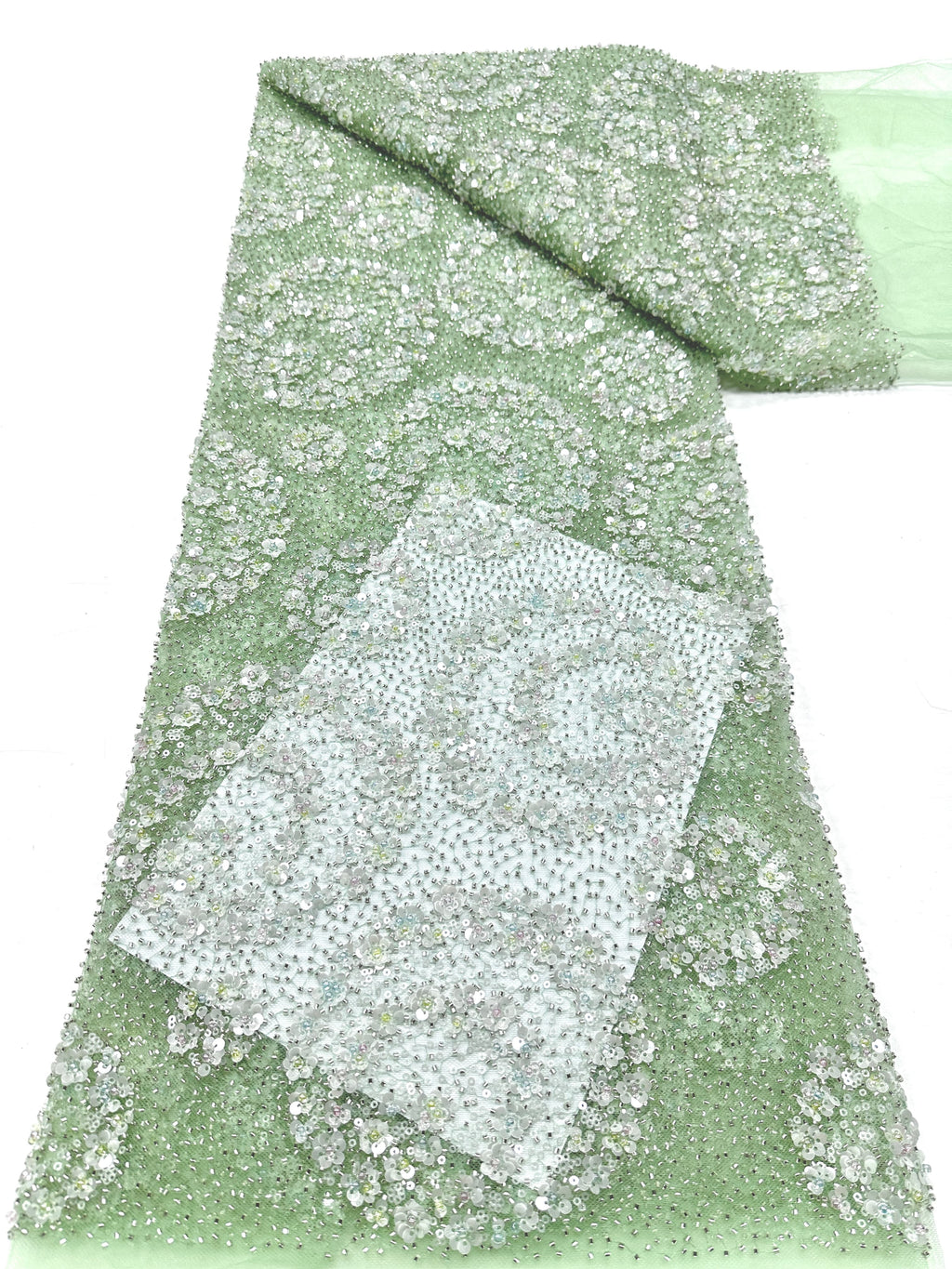 BLS6631#	Sequined Beaded Embroidered Floral Tulle Lace Fabric Allover Lace for Wedding Dresses Bridal Gowns