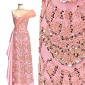 BLS6633#	Sequined Beaded Border Lace Fabric Geometric Tulle Embroidered Scalloped Edge Lace Fabric for Wedding Dresses