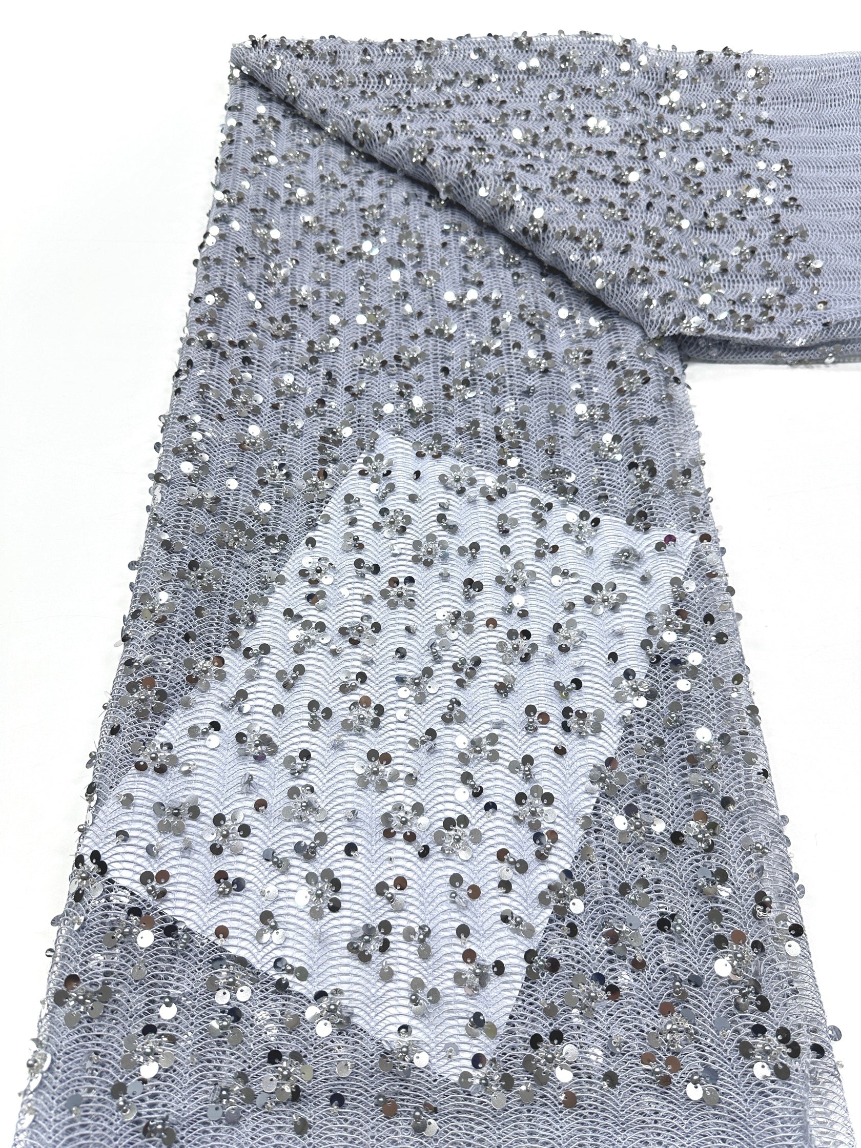 BLS6634#	High End Handmade Beaded Sequin Lace Fabric Gold Mesh Embroidery Lace For Wedding Bridal Evening Dress Apparel Fabric